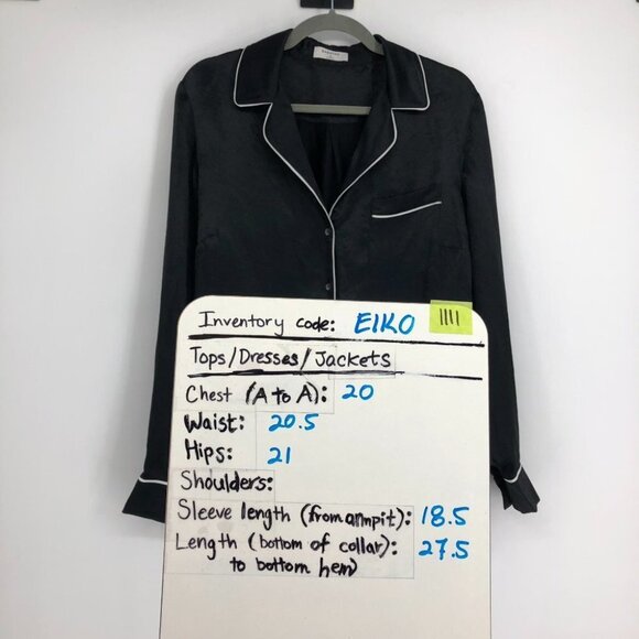 Aritzia Babaton Black Satin Venturi Button up Long Sleeve Blouse M - Picture 15 of 16
